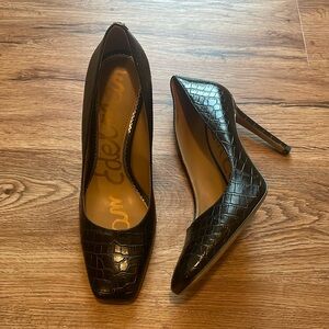 Sam Edelman Faux Croc Black Heels 7.5